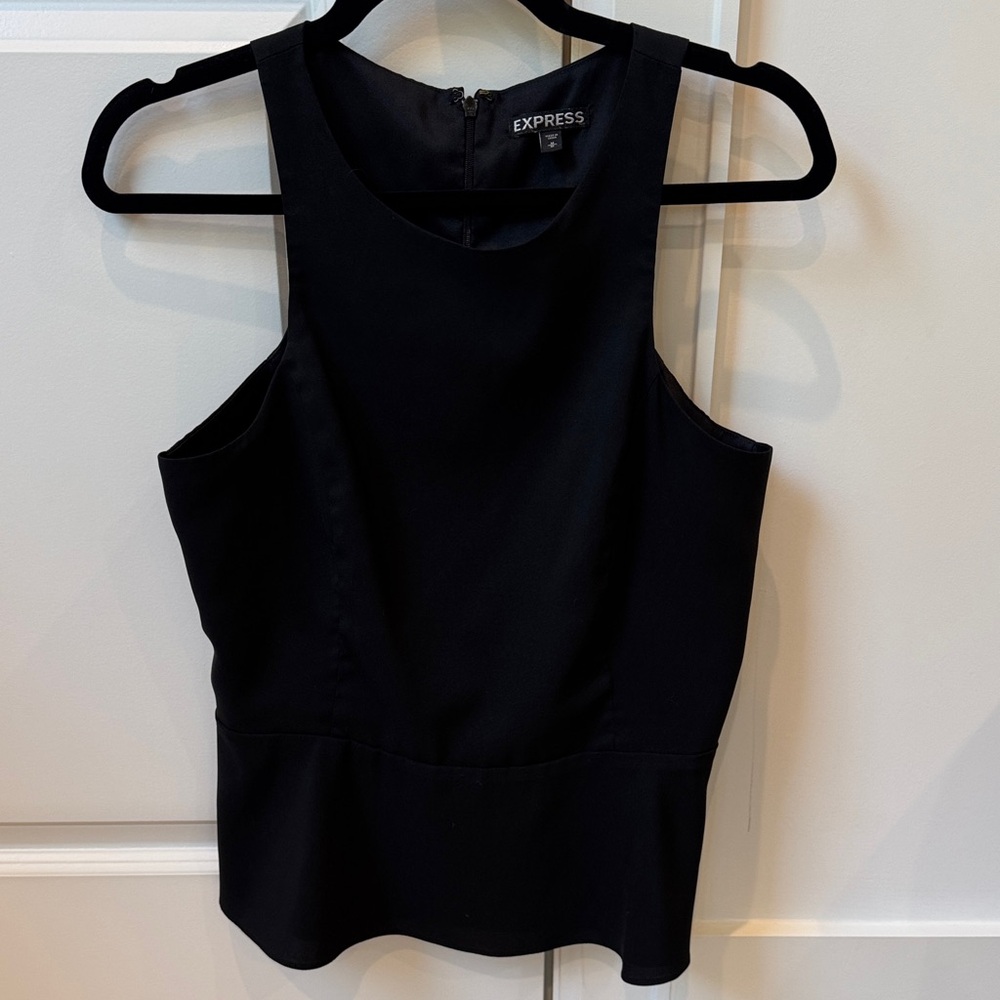 Express Black Sleeveless Peplum Top